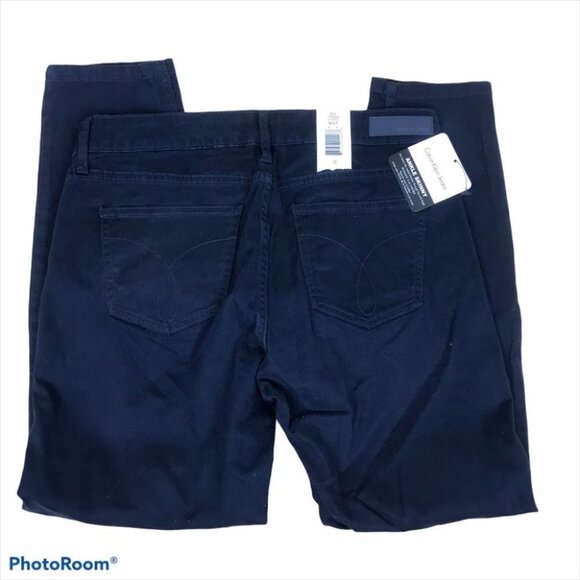 Calvin Klein Jeans Navy Bleu Straight Leg Cropped Ankle women Size 8 D31 - Picture 3 of 14